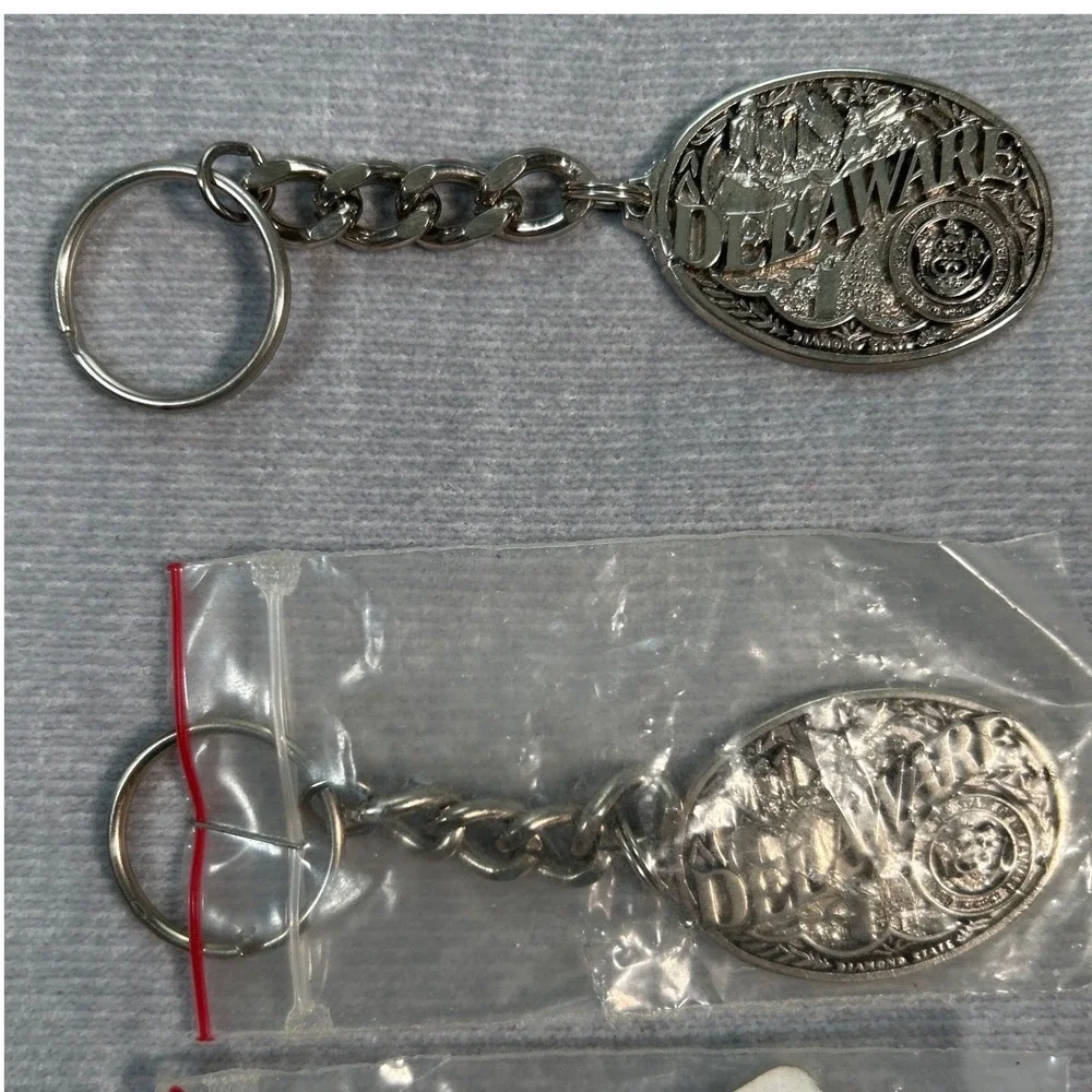 Delaware Keychain Silver Tone State Diamond State Key Chain Gift Vintage (#1)